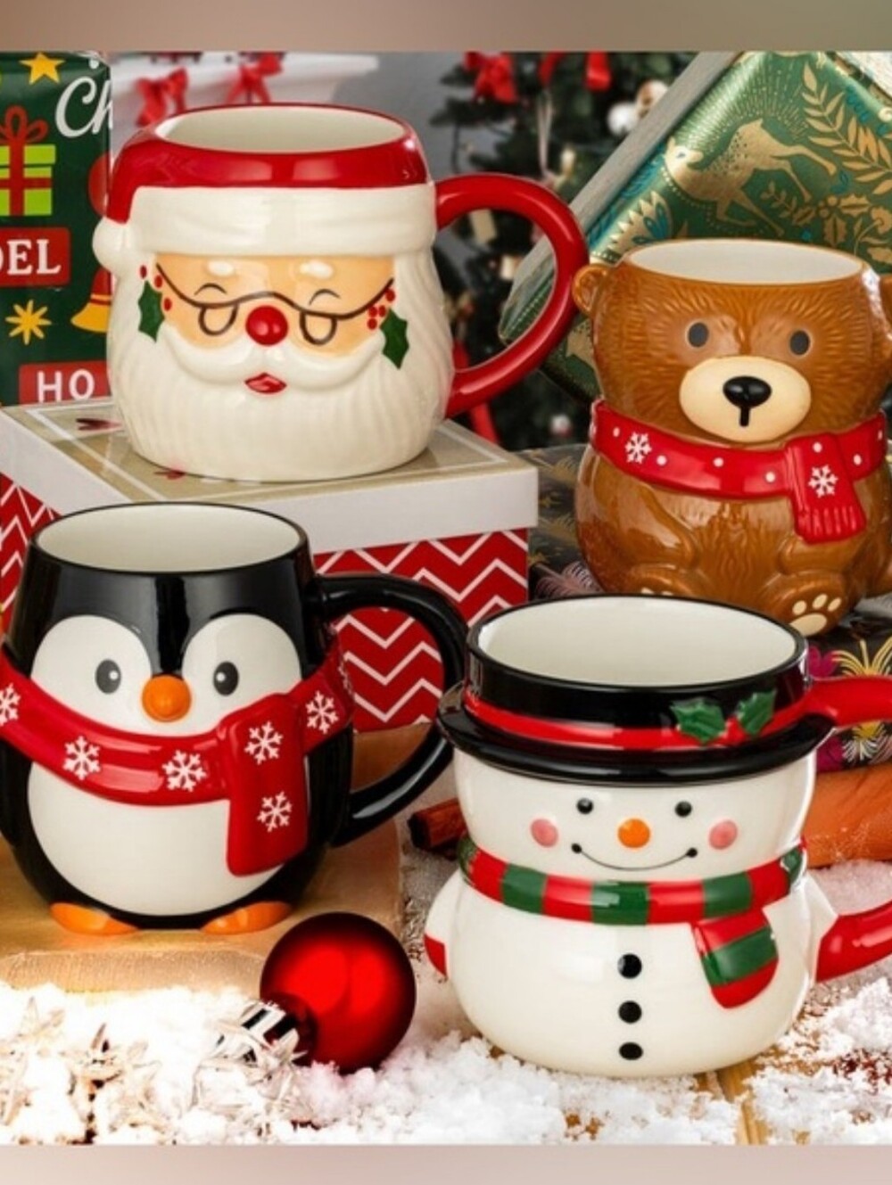 (6)Signature Housewares Christmas Mugs, 4-Pack